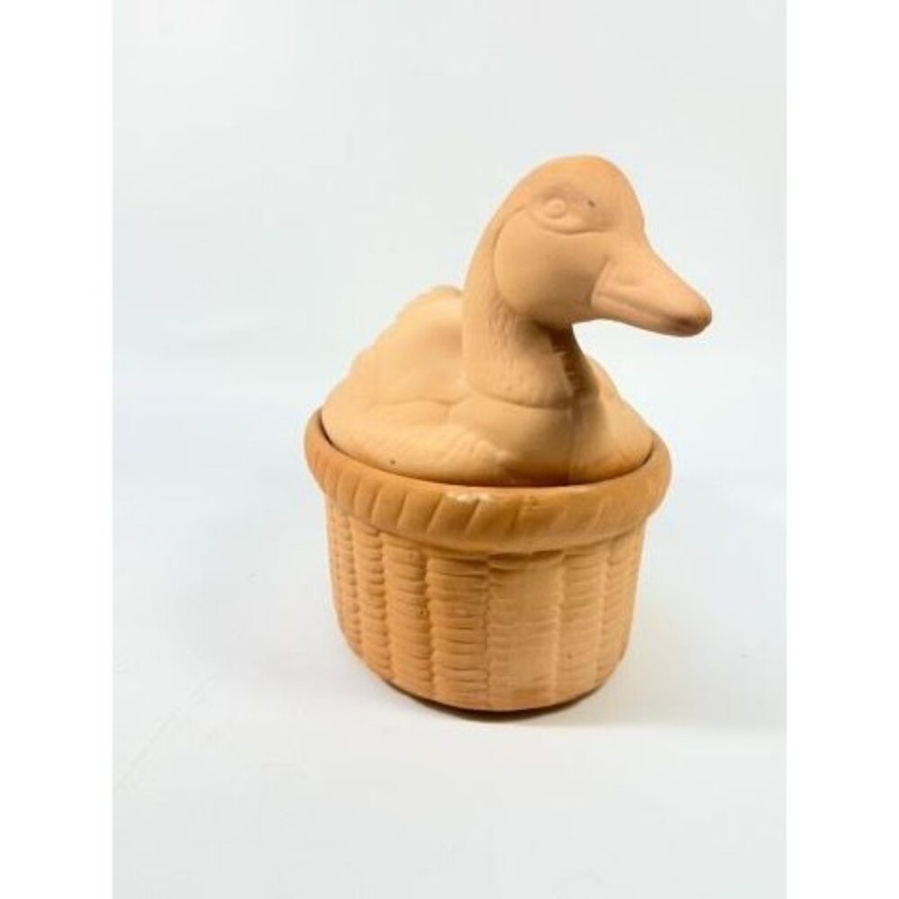 Lidded Casserole Duck on Nest Terra Cotta Baking Dish Vintage Kitchen Decor Clay - Picture 4 of 15